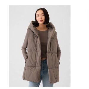 GAP Taupe Hooded Puffer Vest